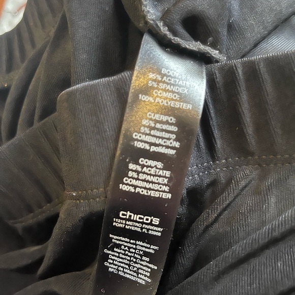 Travelers by Chicos, black elastic waist pants with open work on the bottom - Picture 5 of 6